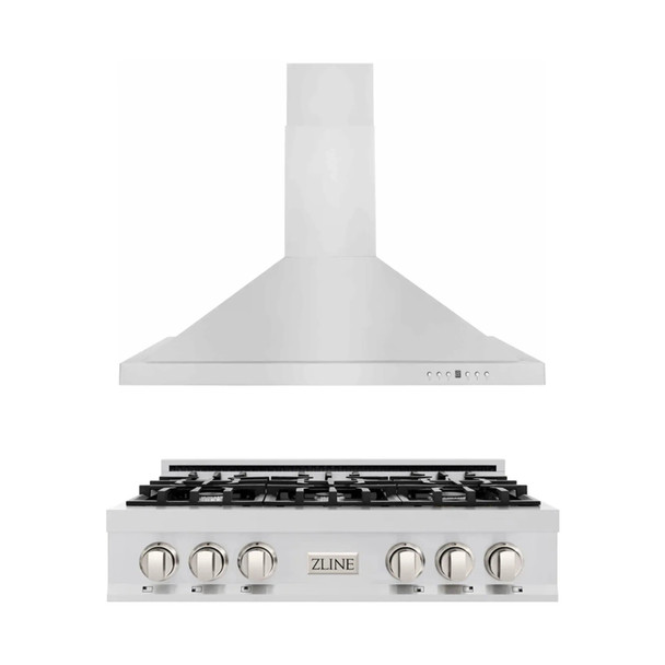 ZLINE 2-Piece Appliance Package - 36-Inch Rangetop and Covertible Range Hood in Stainless Steel (2KP-RTRH36)