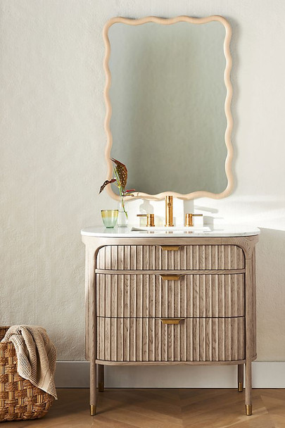 The Isla Marble-Top Fluted-Wood Single-Bathroom Vanity