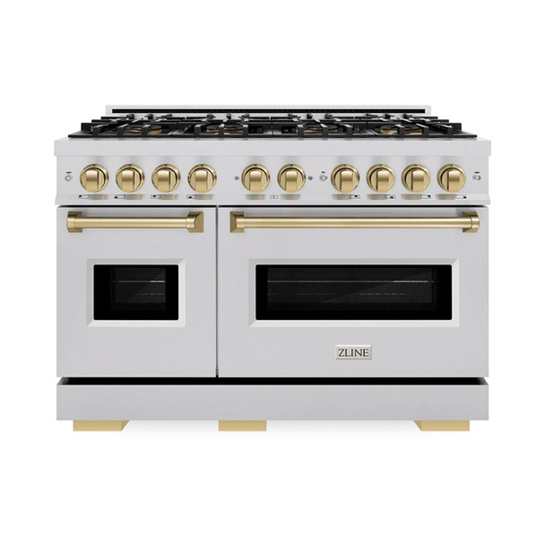 ZLINE Autograph 48-Inch Classic Gas Range with 8 Burner DuoPro™ Cooktop and Dual Ovens with Champagne Bronze Accents (PCGRZ-48-CB)