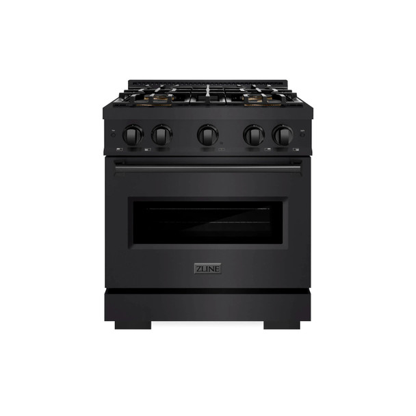 ZLINE 30-Inch 4.2 Cu. Ft. Classic Dual Fuel Range with 4 Burner DuoPro™ Cooktop and Convection Oven in Black Stainless Steel (PCDRB-30)
