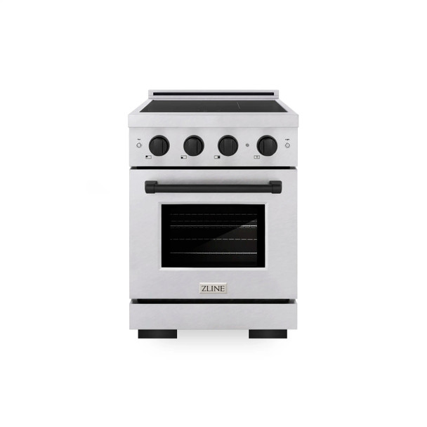 ZLINE Autograph Edition 24-Inch 3.2 Cu. Ft. Paramount Induction Range with 3 Element Cooktop and Electric Convection Oven in Satin Stainless Steel with Matte Black Accents (SINRSZ-24-MB)