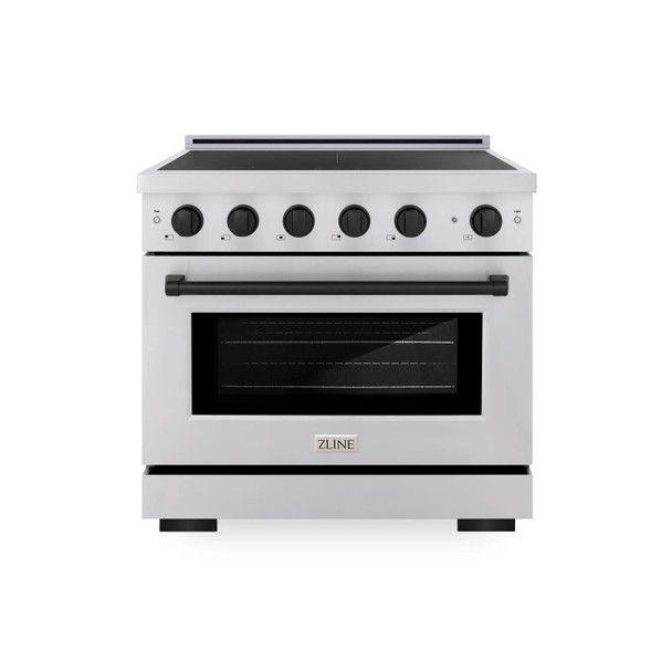 ZLINE Autograph Edition 36-Inch 5.2 Cu. Ft. Paramount Induction Range with 5 Element Cooktop and Electric Convection Oven in Stainless Steel with Matte Black Accents (SINRZ-36-MB)