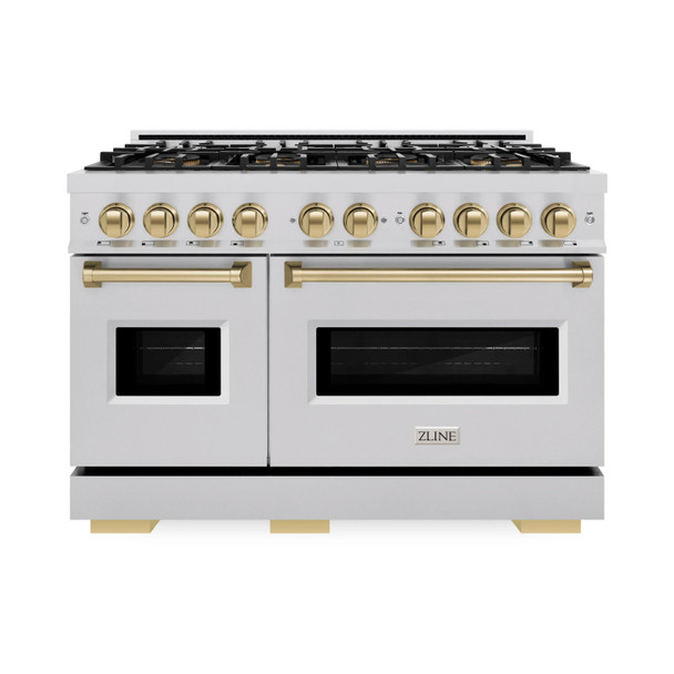 ZLINE Autograph Edition 48-Inch Classic Dual Fuel Range with 8 Burner DuoPro™ Cooktop and Dual Ovens with Bronze Accents (PCDRZ-48-CB)