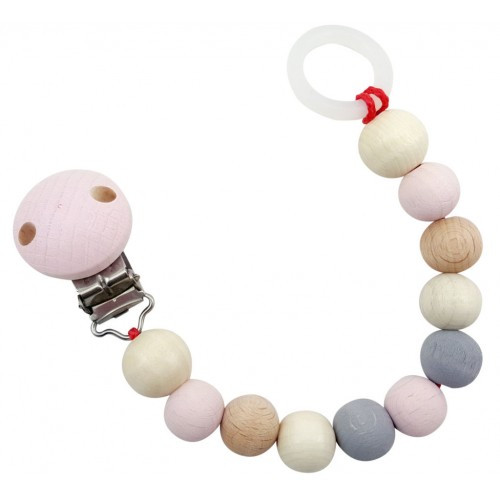 Hess-Spielzeug - Pacifier Chain Natural Pink