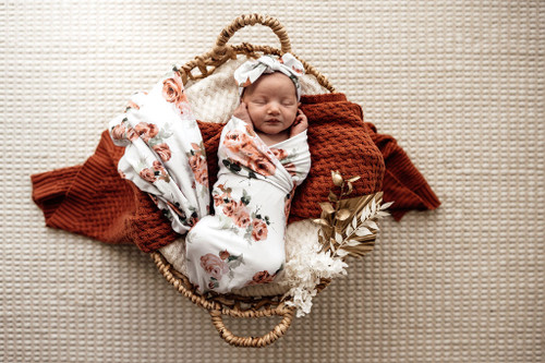 Snuggle Hunny Kids - Rosebud Baby Jersey Wrap & Beanie Set