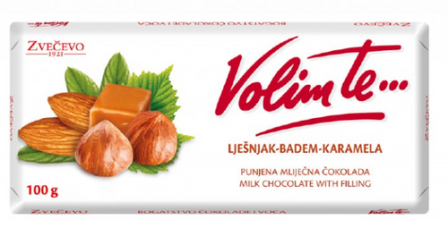 Zvecevo Volim Te Hazelnut Almond Caramel Choc 253g