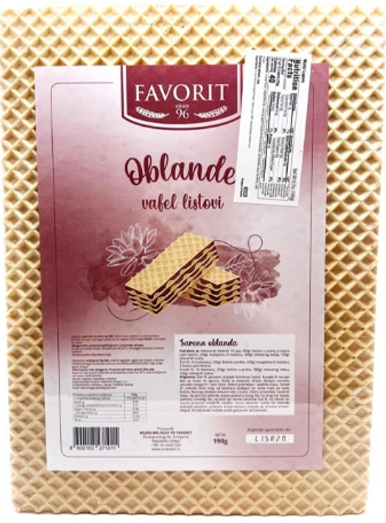 Favorit Oblatne Wafer Sheets 190g