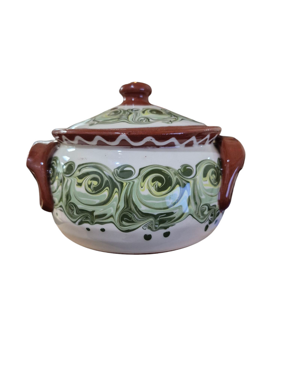 Clay Cooking Pot Lime Roses 0.7L