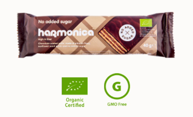 Organic Chocolate Wafer No Added Sugar Harmonica 40g