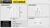 Clipstok CC14010 infographic showing a white nylon Tesla-style interior moulding and panel trim retainer clip. Front, angled and top views are shown on light-grey backgrounds, with measurements of 7.8mm depth, 9mm height and 6.4mm width. OEM reference: Tesla 1496105-00-B.
