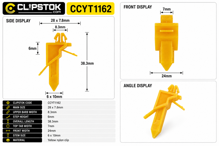 CCYT1162 yellow Toyota Prado exterior moulding flare clip for OEM 75397-60031