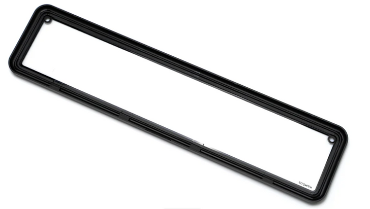 Clear NSW small  number plate cover designed to fit 372 mm × 84 mm front plates and  372mm x 107mm back plates with mounting holes for secure installation.