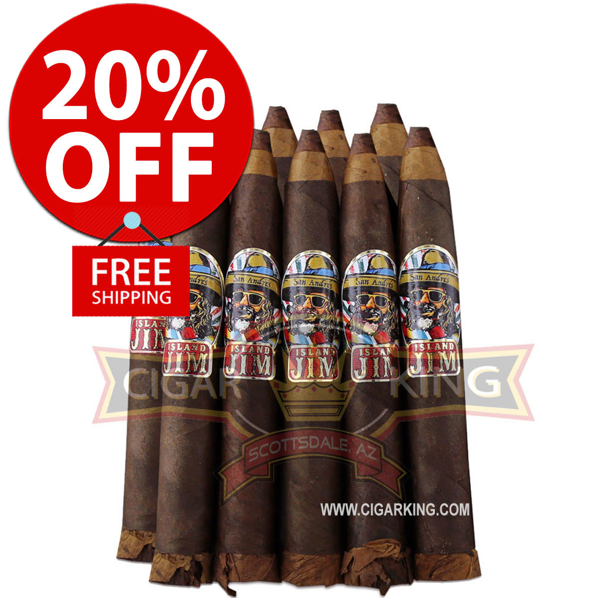 Island Jim San Andrés Maduro No. 2 Torpedo By Oscar (10 Pack) + 20