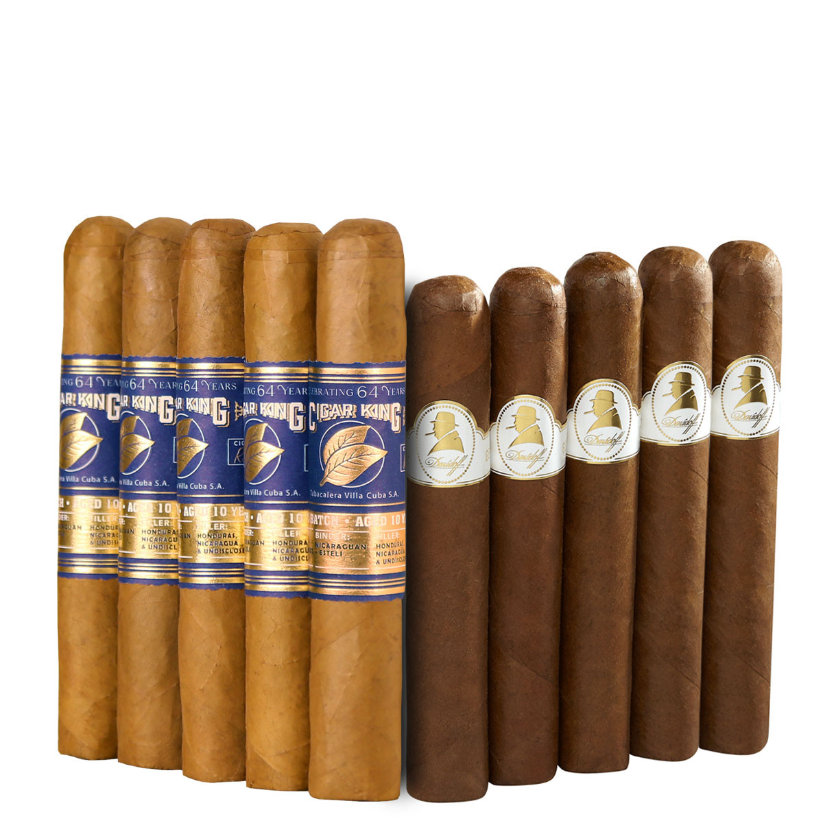 Slam Pack: Cigar King Celebrating 64 Years Robusto vs Davidoff Winston  Churchill Petit Panetela (Assorted Sizes / 10 Pack)