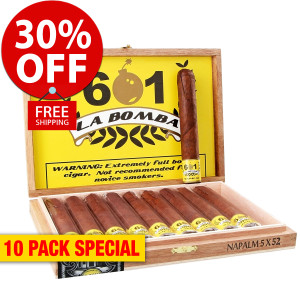 601 La Bomba by Espinosa Sake Bomb (4.5x42 / 10 PACK SPECIAL) + 30% OFF RETAIL! + FREE SHIPPING ON YOUR ENTIRE ORDER! 601 La Bomba by Espinosa Sake Bomb (4.5x42 / 10 PACK SPECIAL) + 30% OFF RETAIL! + FREE SHIPPING ON YOUR ENTIRE ORDER!