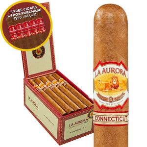 La Aurora 1987 Connecticut Robusto (5x50 / Box 20) + FREE La Aurora 5-Pack ($50 Value!)