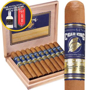 Cigar King Celebrating 64 Years Connecticut Robusto (5x50 / Box 10) + Free Niven Morgan Men's Cologne ($70 Value!)
