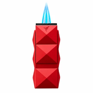 Colibri Quasar II Pocket Sized Double Torch Flame Lighter Red 