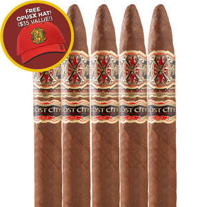 Arturo Fuente Opus X Lost City Piramide (6.4x52 / 5 Pack) + FREE Fuente OpusX Hat! ($35 Value!)