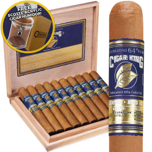 Cigar King Celebrating 64 Years Connecticut Torpedo (6.2x52 / Box 10) + Free Scotte Acrylic Cigar Humidor!