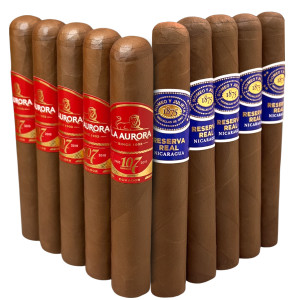 Slam Pack: La Aurora 107 Ecuador Toro vs Romeo y Julieta 1875 Reserva Real Nicaragua Toro (Assorted Sizes / 10 Pack)