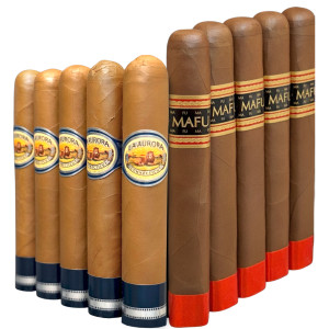 Slam Pack: La Aurora Preferidos 1903 Edition Sapphire Connecticut Robusto vs DBL Mafu Cameroon Toro (Assorted Sizes / 10 Pack)
