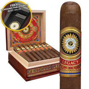 Perdomo Legacy Shade Grown Churchill (7x54 / Box 24) + FREE $100 Perdomo Table Lighter!