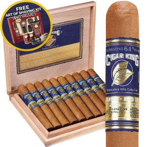 Cigar King Celebrating 64 Years Connecticut Robusto (5x50 / Box 10) + Free Art of Shaving Gift Set ($40 Value!)