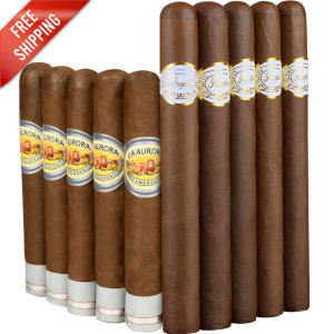 Slam Pack: La Aurora Preferidos 1903 Edition Platinum Cameroon Robusto vs Purofino White Label Sungrown Churchill (Assorted Sizes / 10 Pack) + Flash Sale!