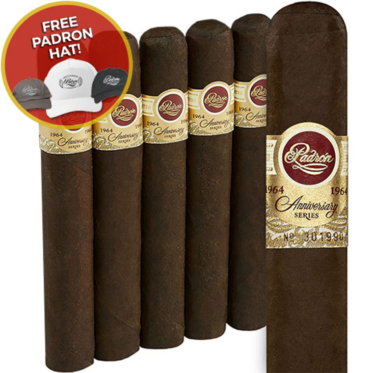 Padron 1964 Anniversary Series Diplomatico Maduro (7x50 / 5 Pack) + FREE Padron Hat! ($25 Value!)