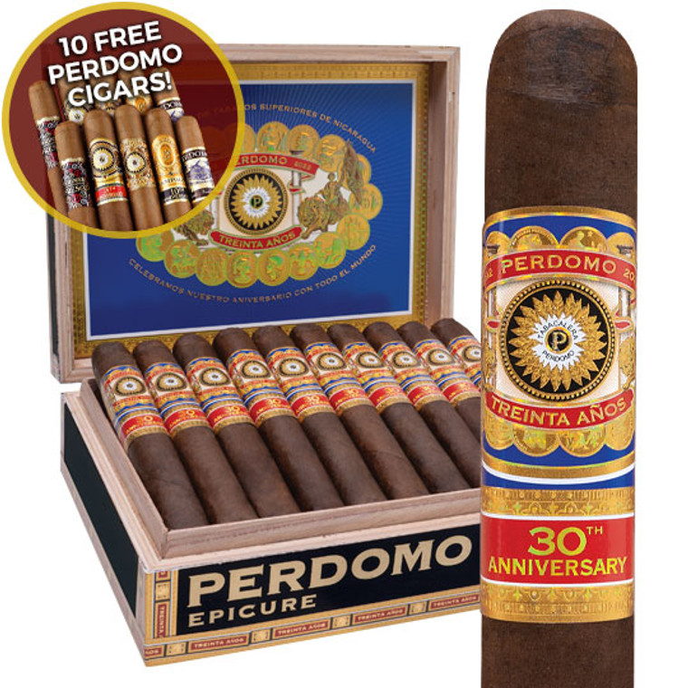 Perdomo 30th Anniversary Box-Pressed Maduro Gordo (6x60 / Box 30) + 10 Free Perdomo Cigars ($85 Value!)