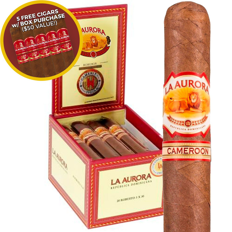 La Aurora 1903 Cameroon Churchill (7x47 / Box 20) + FREE La Aurora 5-Pack ($50 Value!)