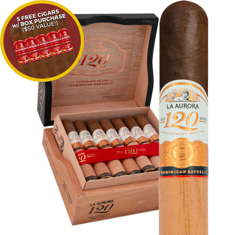 La Aurora 120 Aniversario Churchill (7x47 / Box 20) + FREE La Aurora 5-Pack ($50 Value!)