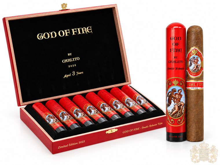 God Of Fire Carlito Double Robusto Tubes (5.75x52 / Box 8)
