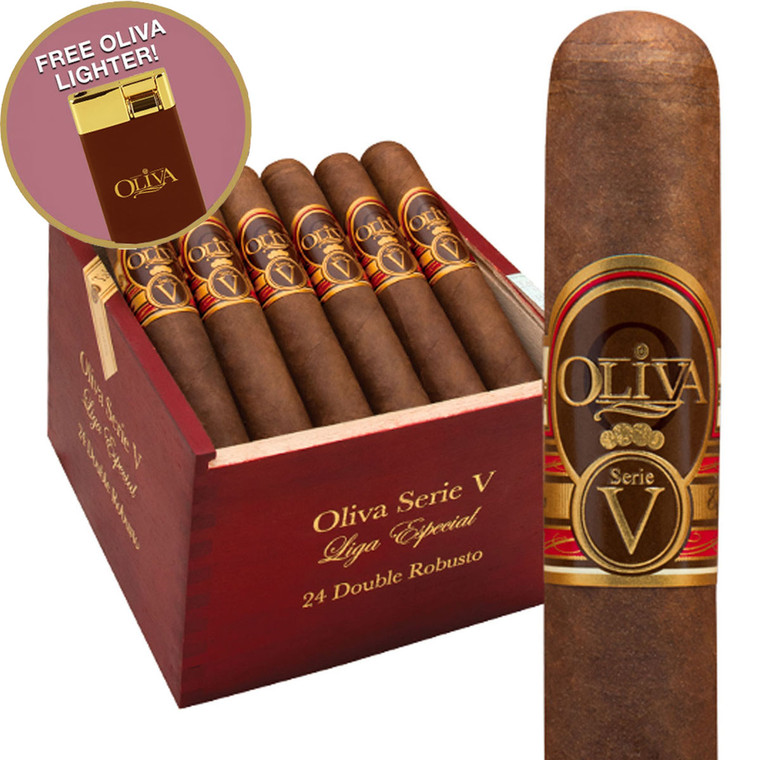 Oliva Serie V No.4  (5x43 / Box 24) + FREE Oliva Lighter ($30 Value!)