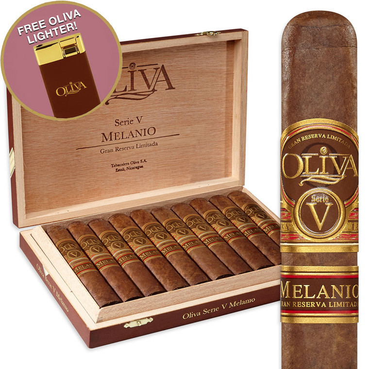 Oliva Serie V Melanio  Figurado (6.5x54 / Box 10) + FREE Oliva Lighter ($30 Value!)