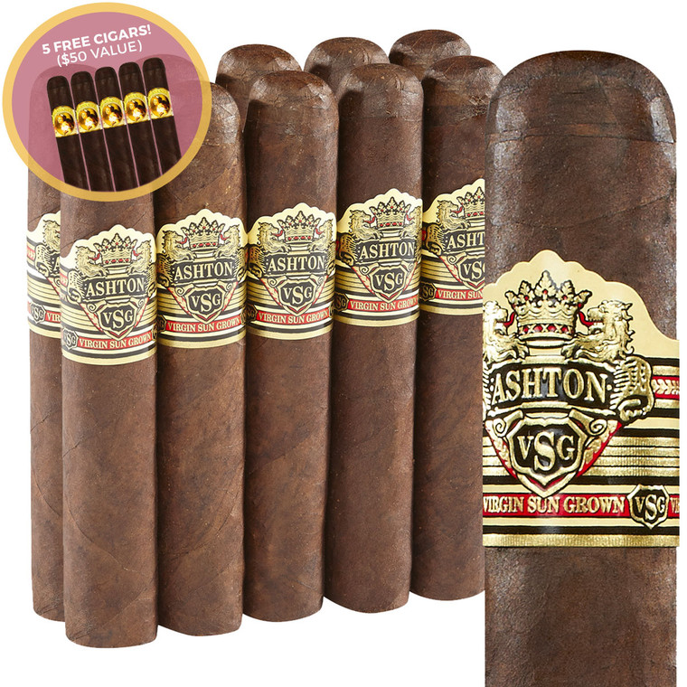 Ashton VSG Corona Gorda (5.7x46 / 10 Pack) + 5 Free AJ Fernandez Havana Soul Cigars!