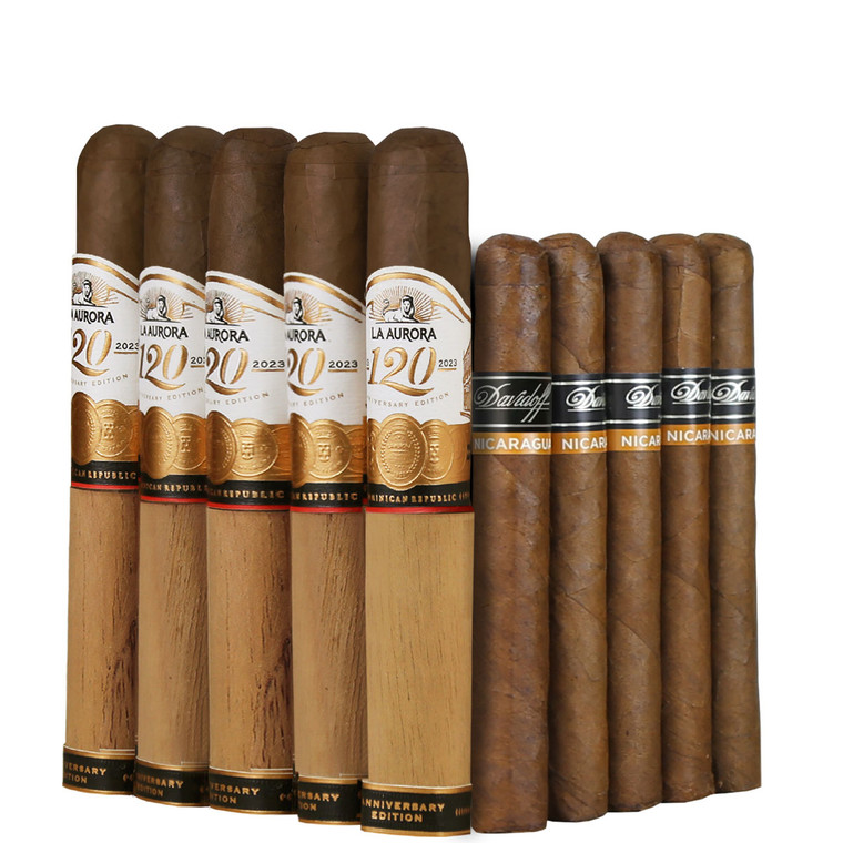 Slam Pack: La Aurora 120th Anniversary Robusto vs Davidoff Nicaragua Primeros (Assorted Sizes / 10 Pack)