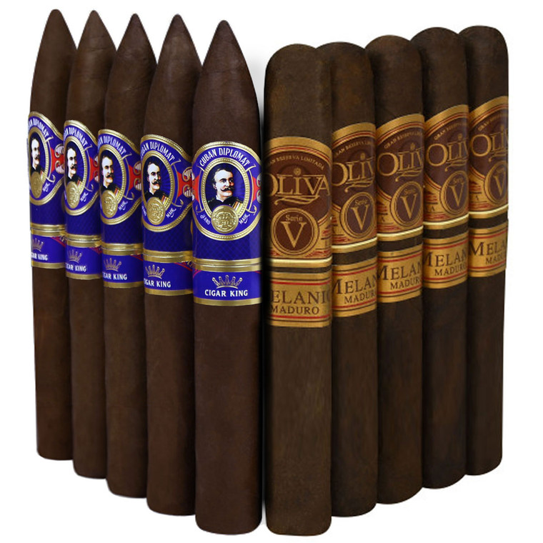 Slam Pack: AJ Fernandez Cuban Diplomat Torpedo vs Oliva Serie V Melanio Maduro Toro (Assorted Sizes / 10 Pack)