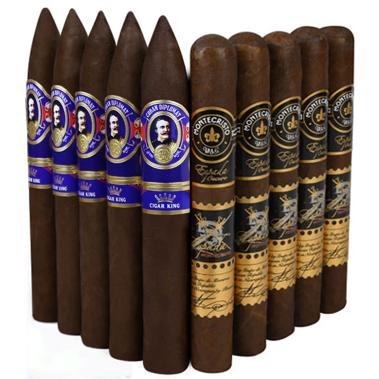 Slam Pack: AJ Fernandez Cuban Diplomat Torpedo vs Montecristo Espada Oscuro Guard Toro (Assorted Sizes / 10 Pack)