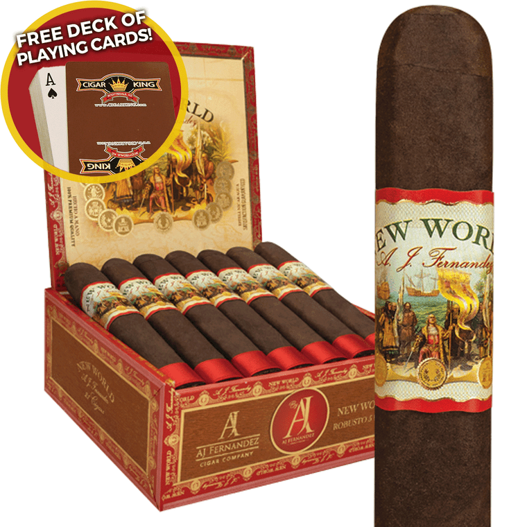 AJ Fernandez New World Double Corona (7.5x55 / Box 21) + FREE Deck Of Cigar King Playing Cards!