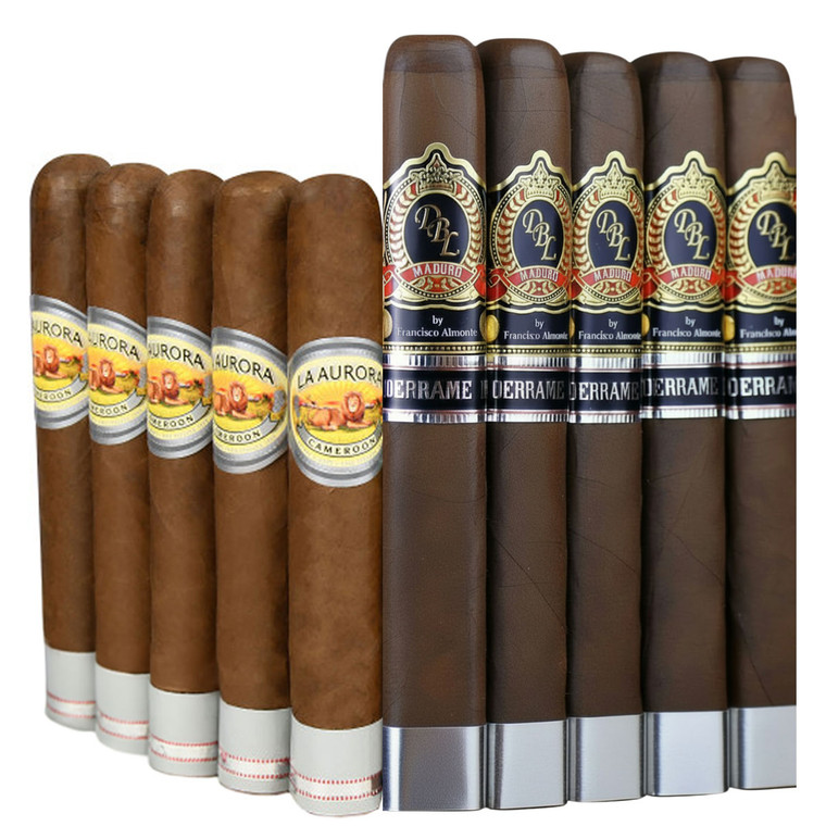 Slam Pack: La Aurora Preferidos 1903 Edition Platinum Cameroon Robusto vs DBL Derrame III Maduro Toro Gordo (Assorted Sizes / 10 Pack)