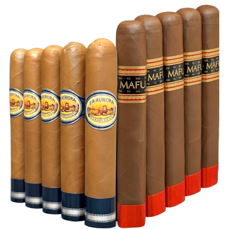 Slam Pack: La Aurora Preferidos 1903 Edition Sapphire Connecticut Robusto vs DBL Mafu Cameroon Toro (Assorted Sizes / 10 Pack)