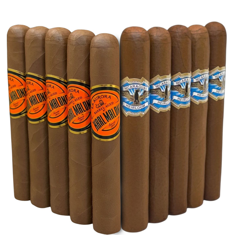 Slam Pack: La Aurora Karl Malone Barrel Aged Toro vs AJ Fernandez Nicaraguan Heirloom Toro (Assorted Sizes / 10 Pack)