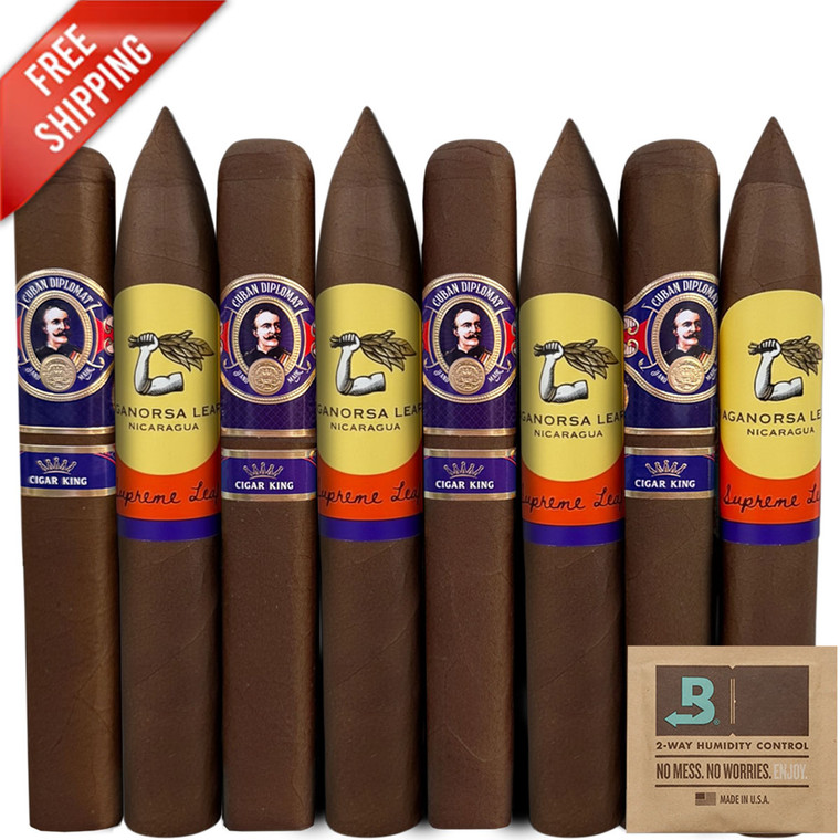 Aganorsa Leaf Supreme Leaf Royal Perfecto vs AJ Fernandez Cuban Diplomat Toro Box-Press (Assorted Sizes / 8 Pack)