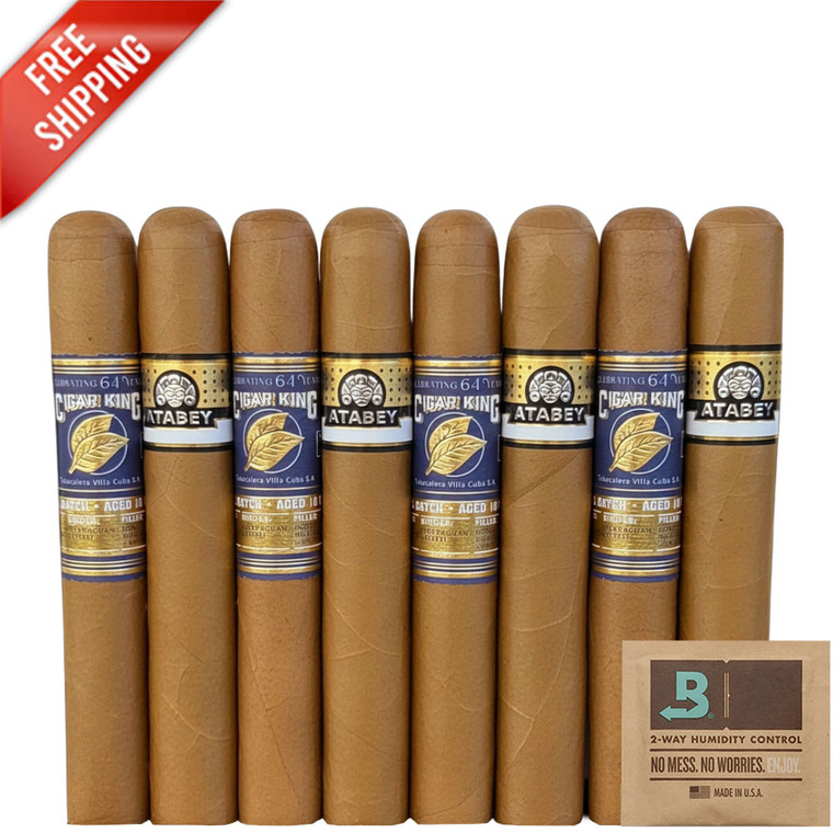 Premium 8-Racks: Cigar King Celebrating 64 Years Robusto vs Atabey Sabios (Assorted Sizes / 8 Pack)