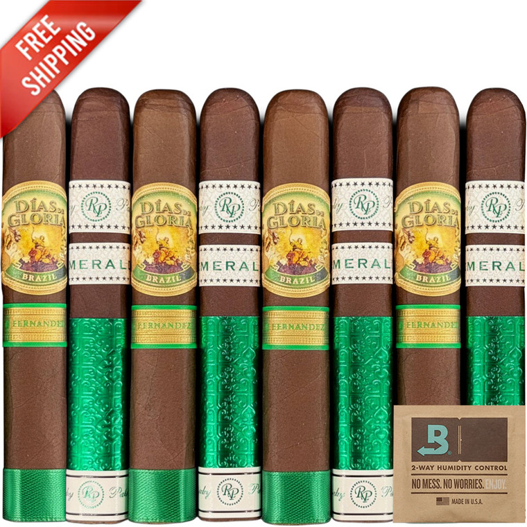 Premium 8-Racks: AJ Fernandez Dias De Gloria Brazil Robusto vs Rocky Patel Emerald Robusto (Assorted Sizes / 8 Pack)