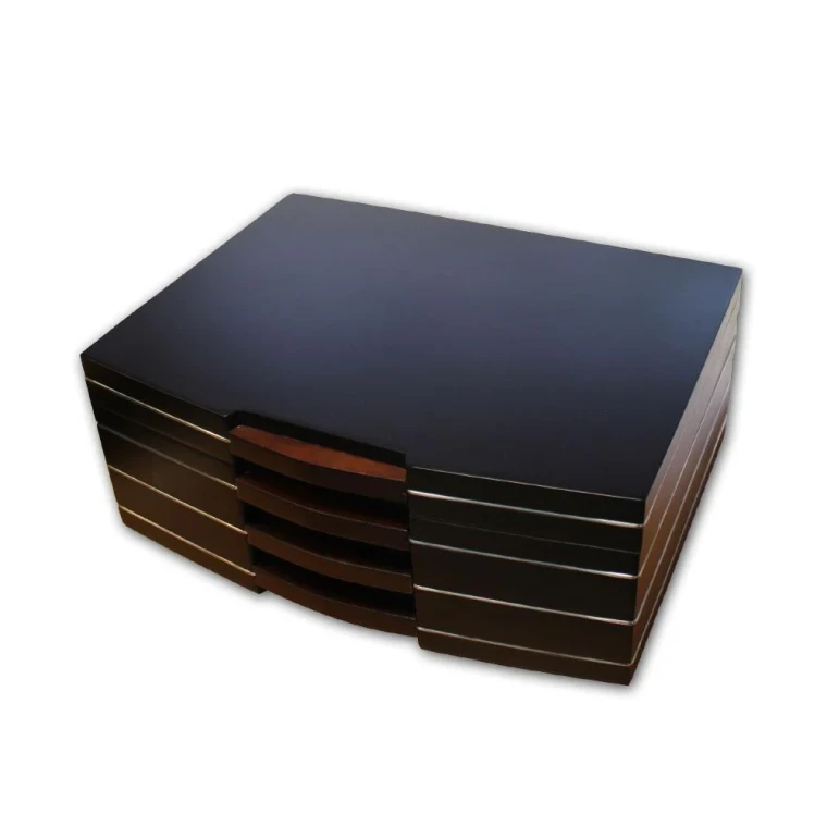 Carlton Polished Steel Accented Black/Brown Humidor w/ Silver Hardware 100 Ct. 