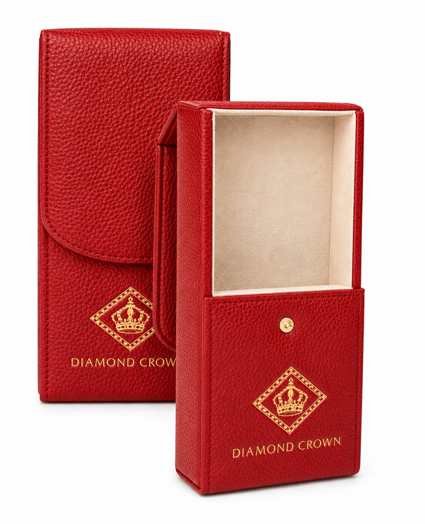 Diamond Crown 3 Cigar Hard Leather Case Red