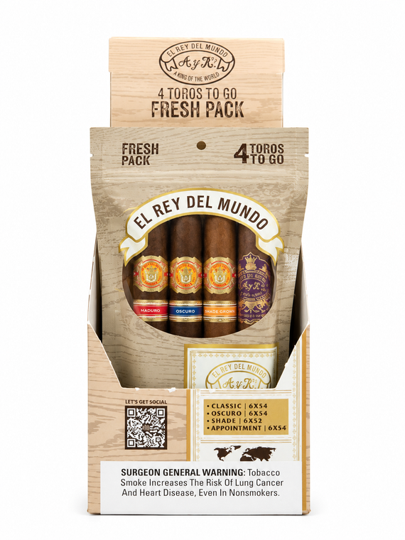 El Rey Del Mundo Fresh Pack Sampler(Toro Sizes / 5 Packs of 4 Cigars)